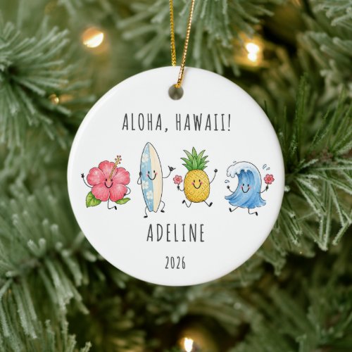 Aloha Hawaii Personalized Travel Ornament
