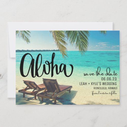 Aloha Hawaii Photo Beach Wedding Save the Date