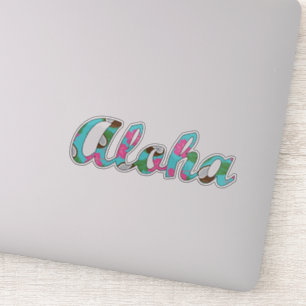 Aloha Hawaii Pink Hibiscus Flower Coconuts  Sticker