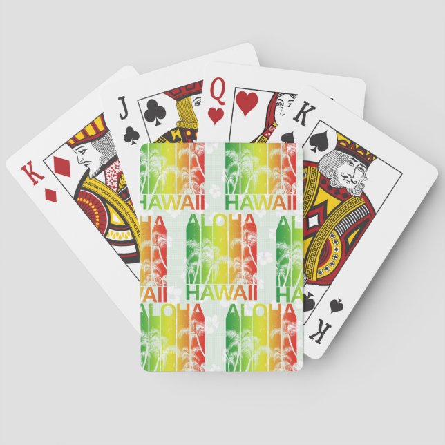 Aloha Hawaii Retro Summer Floral Poker Cards (Back)