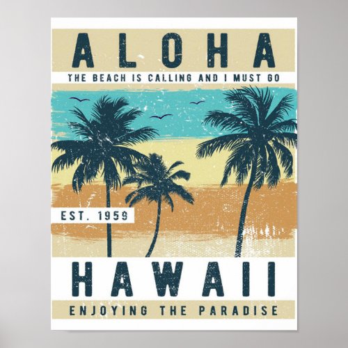 Aloha Hawaii Retro Travel Poster