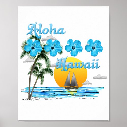 Aloha Hawaii Sailing Sunset Poster