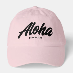 Aloha Hawaii script typography pink cap