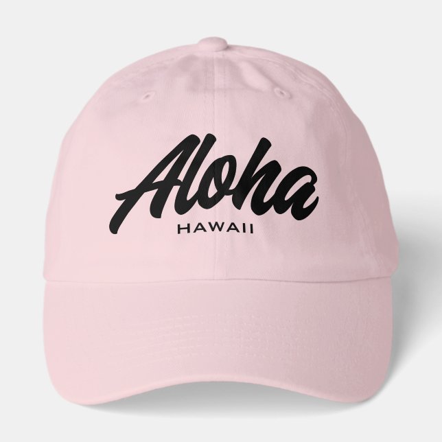 Aloha Hawaii script typography pink cap (Front)