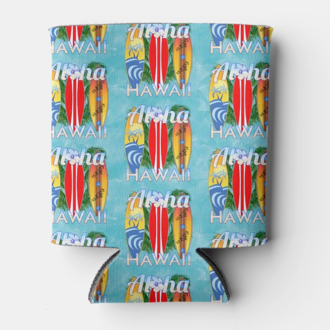 Aloha Hawaii Summer Surfboards Can Cooler (Front)