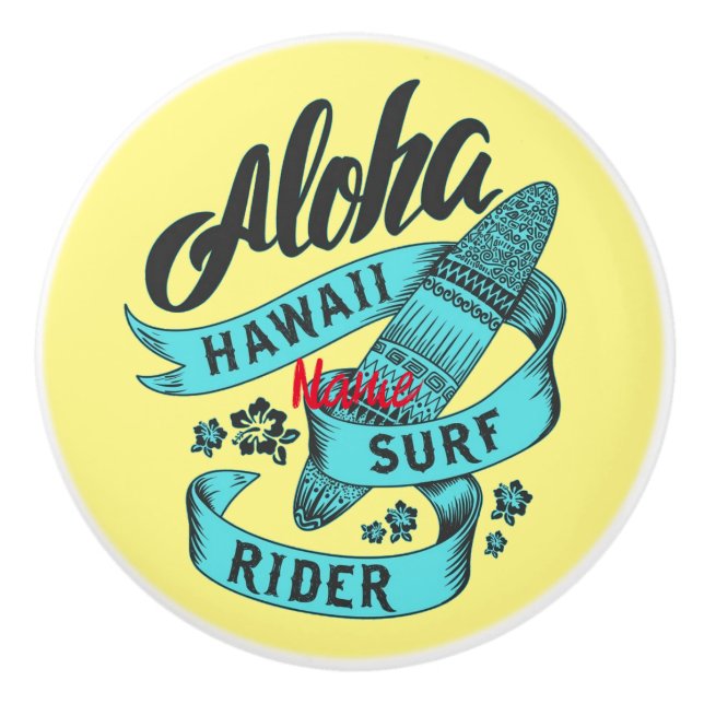 Aloha Hawaii Surf Rider Thunder_Cove Ceramic Knob (Front)