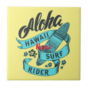 Aloha Hawaii Surf Rider Thunder_Cove Ceramic Tile