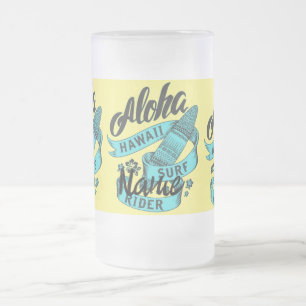 Aloha Hawaii Surf Rider Thunder_Cove Frosted Glass Beer Mug