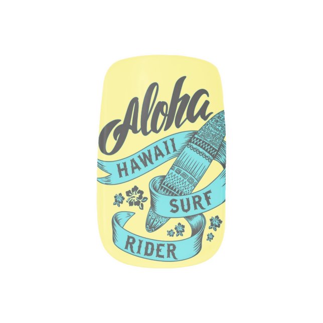 Aloha Hawaii Surf Rider Thunder_Cove Minx Nail Art (Left Thumb)