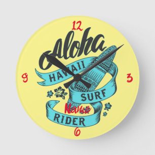 Aloha Hawaii Surf Rider Thunder_Cove  Round Clock