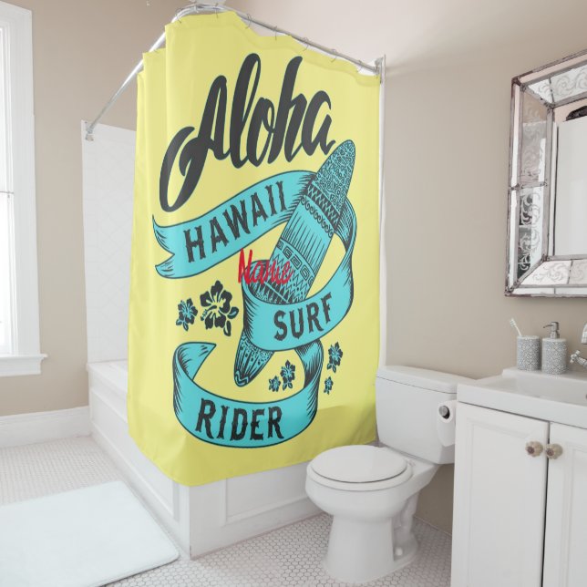 Aloha Hawaii Surf Rider Thunder_Cove Shower Curtain (In Situ)