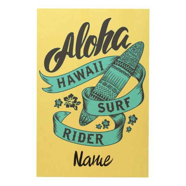Aloha Hawaii Surf Rider Thunder_Cove Wood Wall Art (Front)