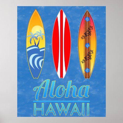 Aloha Hawaii Surfboards Poster