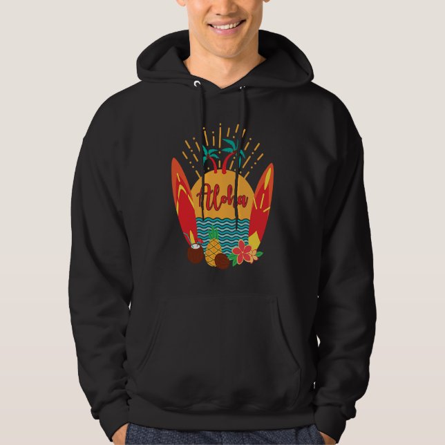 Aloha Hawaii Surfer Pacific Sea Beach Honolulu Mau Hoodie (Front)