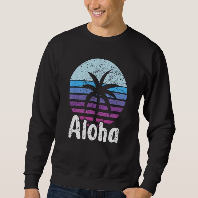 Aloha Hawaii Surfing Retro Sunset 16 Sweatshirt (Front)