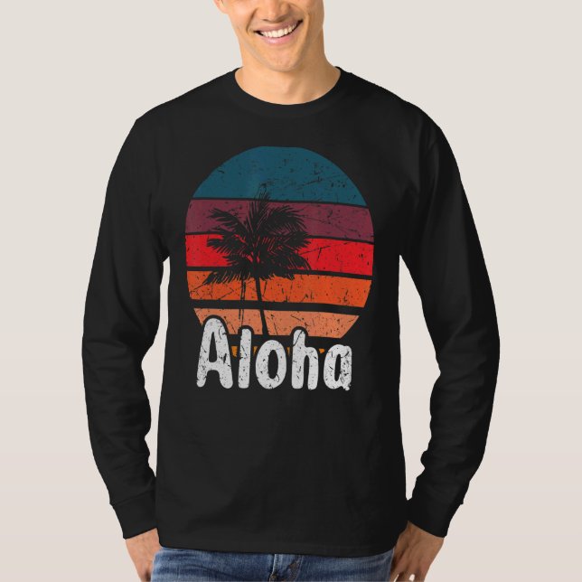 Aloha Hawaii Surfing Retro Sunset 28 T-Shirt (Front)