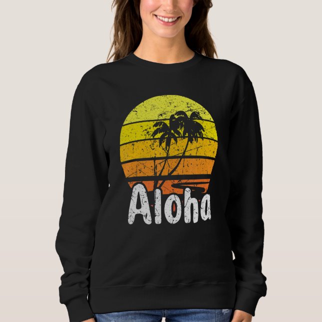 Aloha Hawaii Surfing Retro Sunset 2 Sweatshirt (Front)