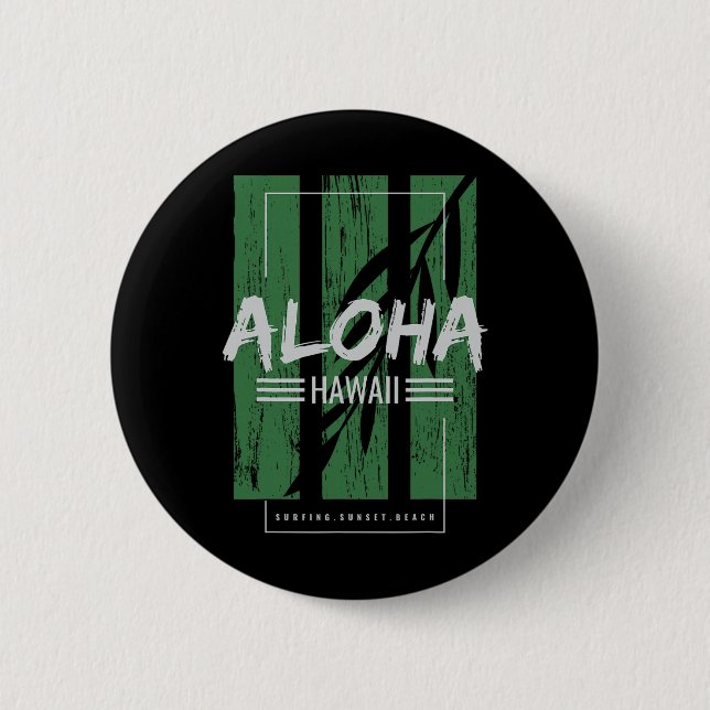 Aloha Hawaii Surfing Sunset Beach  Button (Front)