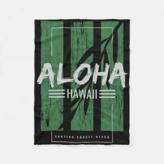 Aloha Hawaii Surfing Sunset Beach  Fleece Blanket