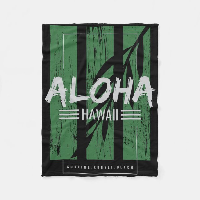 Aloha Hawaii Surfing Sunset Beach  Fleece Blanket (Front)