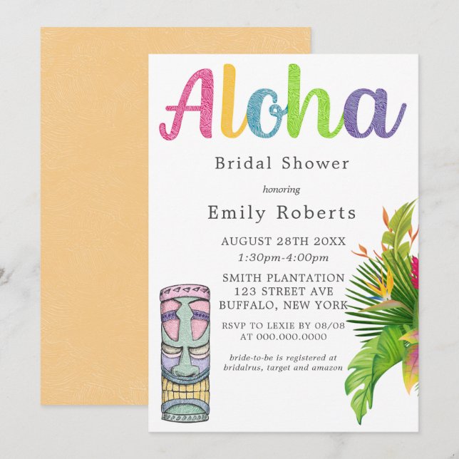 Aloha Hawaii Theme Bridal Shower (Front/Back)
