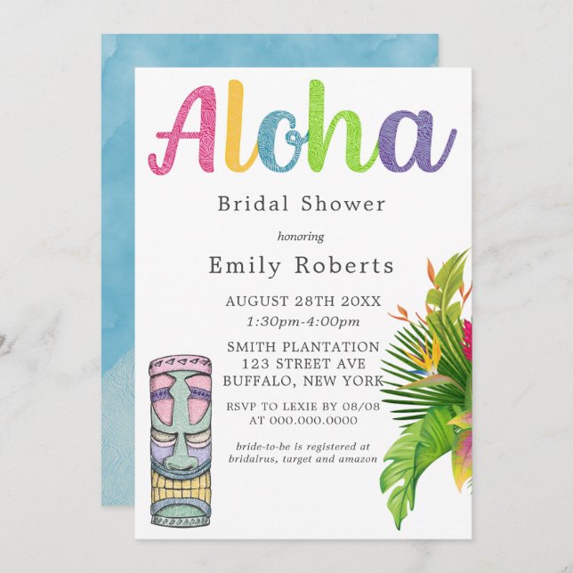 Aloha Hawaii Theme Bridal Shower (Front/Back)