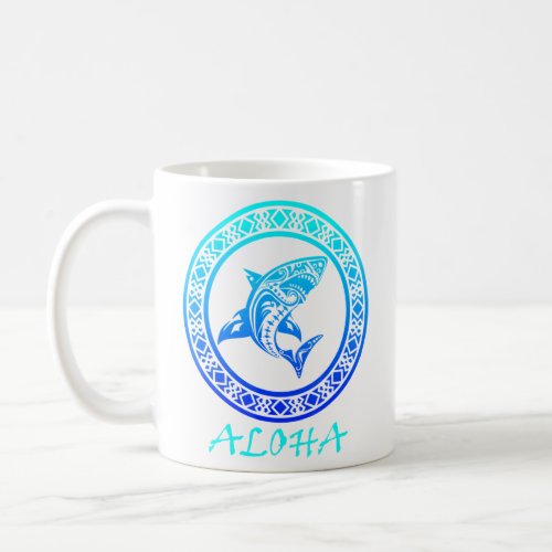 Aloha Hawaii Tribal Shark Vintage Hawaiian Island  Coffee Mug