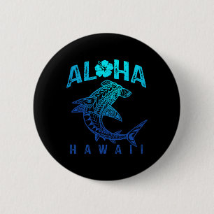 Aloha Hawaii Tril Shark Polynesian Hawaiian Beach  Button