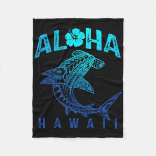 Aloha Hawaii Tril Shark Polynesian Hawaiian Beach Fleece Blanket