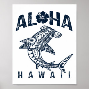 Aloha Hawaii Tril Shark Polynesian Hawaiian Beach Poster