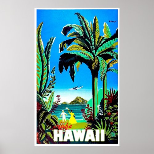 Aloha Hawaii tropic isle vintage airline travel Poster