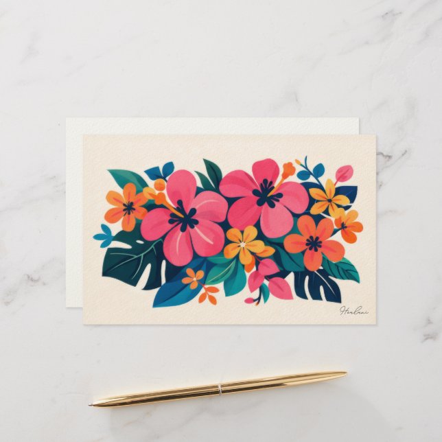 Aloha hawaii tropical art blank stationery (Front/Back In Situ)