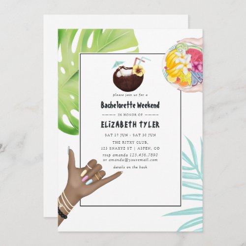 Aloha Hawaii Tropical Beach Bachelorette Weekend Invitation