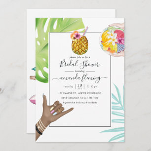 Aloha Hawaii Tropical Beach Bridal Shower Invitation