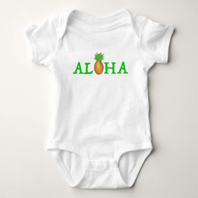 ALOHA Hawaii Tropical Island Hawaiian Pineapple Baby Bodysuit (Front)