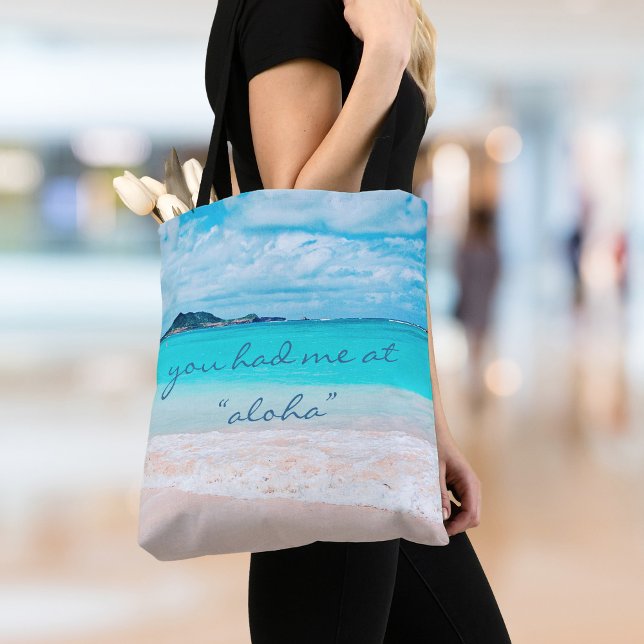 Aloha Hawaii Turquoise Ocean Tropical Beach Photo Tote Bag (Creator Uploaded)