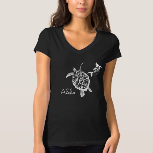 Aloha Hawaii Turtle and Whale T_Shirt