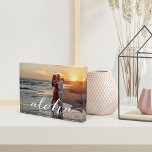 Aloha | Hawaii Vacation Memory Photo<br><div class="desc">Create a sweet keepsake of your Hawaii vacation with this modern,  freestanding acrylic photo block. Design features your full-bleed horizontal or landscape oriented photo with a white text overlay reading "Aloha" in beachy chic calligraphy script. Personalize with your vacation destination and the year.</div>