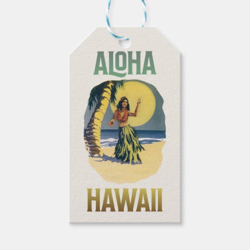 Aloha Hawaii Vintage Hula Girl   Gift Tags