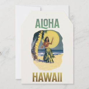 Aloha Hawaii Vintage Hula Girl   Invitation