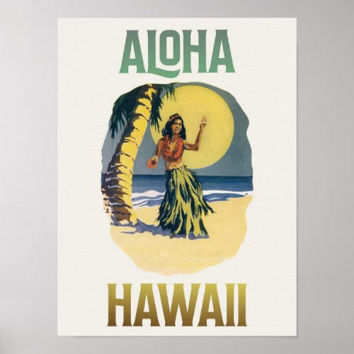 Aloha Hawaii Vintage Hula Girl    Poster