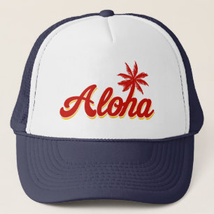 Aloha Hawaii Vintage Palm Tree Trucker Hat