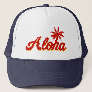 Aloha Hawaii Vintage Palm Tree Trucker Hat