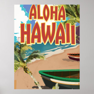 Aloha Hawaii Vintage style Travel poster