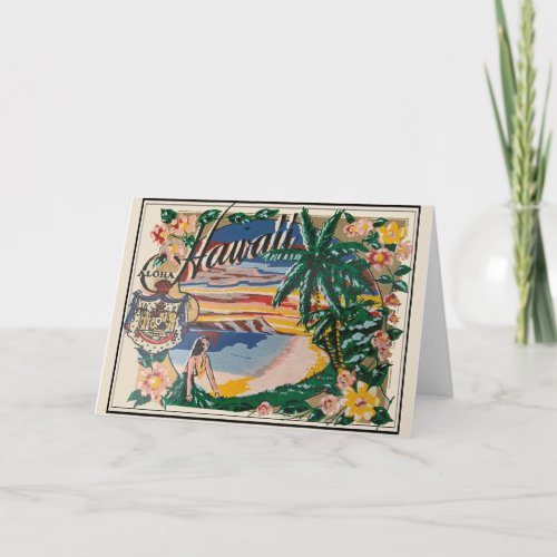 Aloha Hawaii Vintage Travel Card