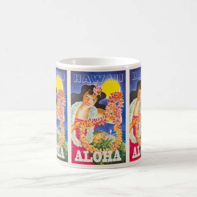 Aloha Hawaii: Vintage Travel Holiday  Coffee Mug (Center)