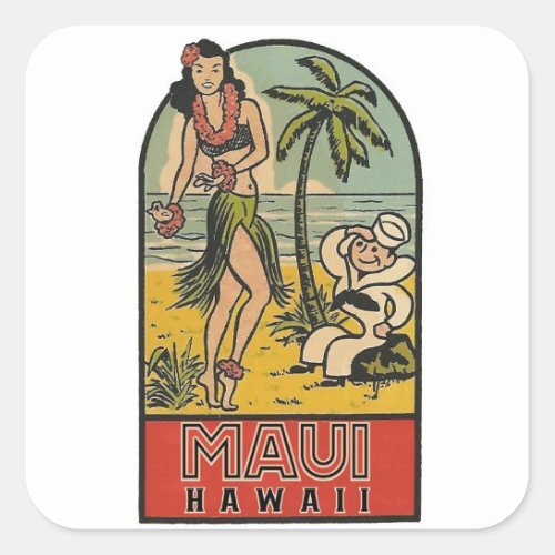 Aloha Hawaii Vintage Travel   Square Sticker