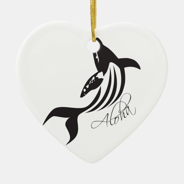 Aloha Hawaii Whale Ceramic Ornament (Front)
