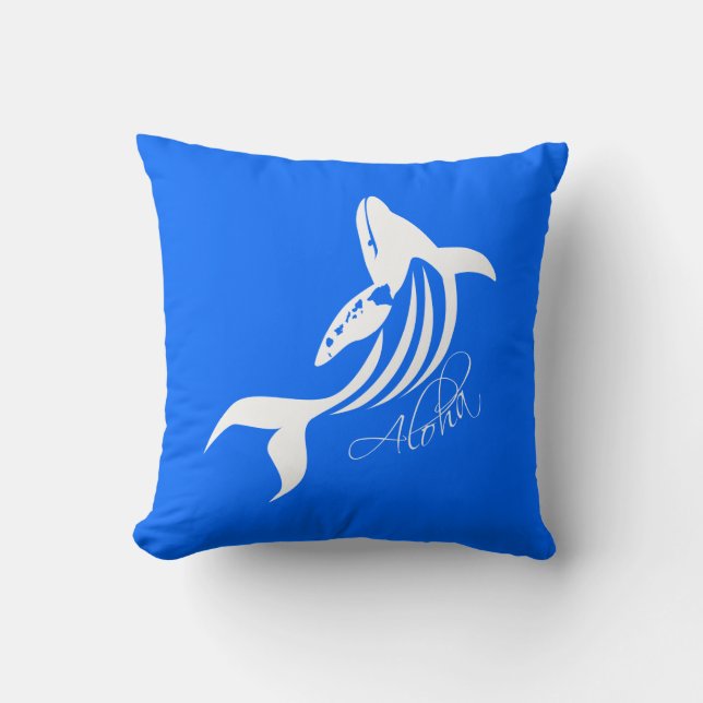 Aloha Hawaii Whale Throw Pillow (Front)