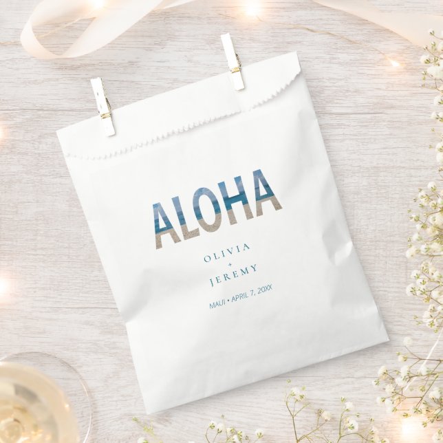 Aloha Hawaiian Beach Tropical Destination Wedding Favor Bag (Clipped)